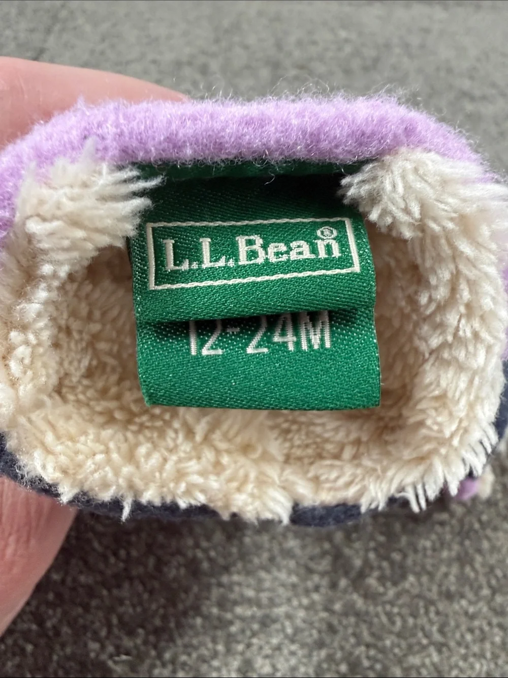 L.L. Bean Mittens Toddler Kids 12-24 months Light Purple Navy Fleece Snow Winter
